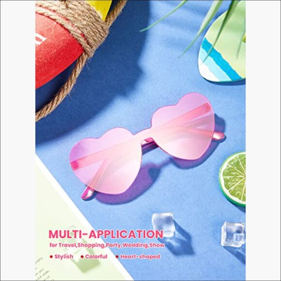 Polycarbonate Heart Shaped Sunglasses for Women, 100 Pairs Party Favor